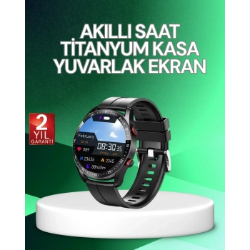 Akıllı Saat Titanyum Kasa Yuvarlak Ekran Alarm Uyku Ve Sağlık Takibi Titreşimli