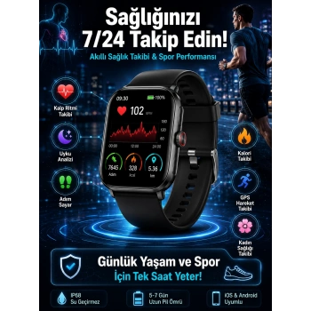 Akıllı Saat Wireless Şarj Yüksek Çözünürlüklü Müzik Dinleme Sesli Cevaplama Yeni Nesil