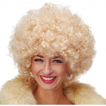 Altın Renk Kıvırcık Afro Bonus Peruk Saç Parti Peruğu Platin Gold (5263)