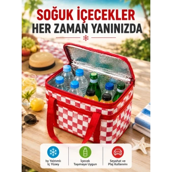 Alüminyum Folyo İç Yüzeyli Termos Çanta Kamp Plaj Market Ve Piknik Çantası