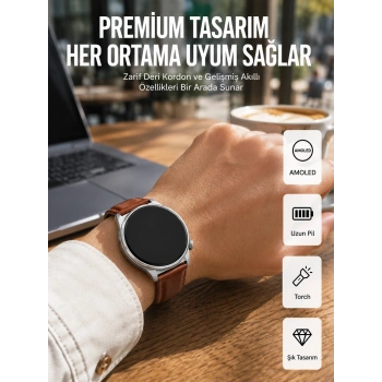 Amoled Ekranlı 10 Gün Kullanım Süreli Torch Özellikli Akıllı Saat Yeni Nesil