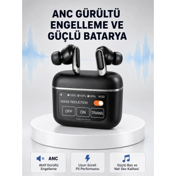 Anc Teknolojili Kablosuz Bluetooth Kulaklık – Dokunmatik, Dijital Göstergeli, Yüksek Ses Kalitesi