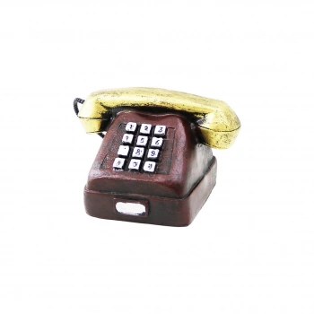 ANKESÖRLÜ TELEFON VİNTAGE DEKORATİF BİBLO 9.5X9.5CM REÇİNE (5263)