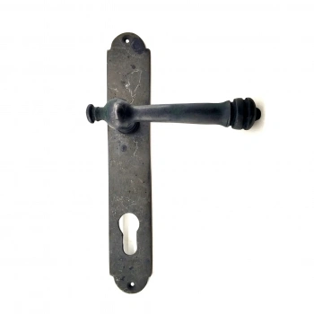 Antika Tarz Dekoratif Pirinç Taşra Yale Kapı Kolu - 220x35 Mm, Oksit