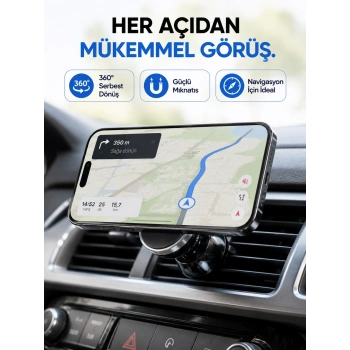 Araç İçi Manyetik Telefon Tutucu Havalandırma Izgarası Uyumlu Telefon Tutacağı