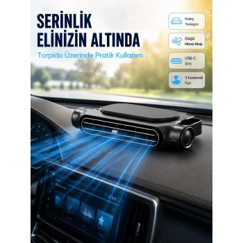 Araç Koltuk Başlığı Soğutucu Fan Usb Şarjlı 3 Kademeli Sessiz Boyun Serinletici
