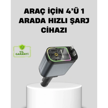 Araç Şarj Cihazı 66w 4 Portlu Hızlı Şarj Ve Led Işıklı