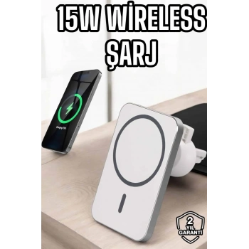 Araç Uyumlu Kablosuz 15w Taşınabilir Şarj Aleti Çift Kablo