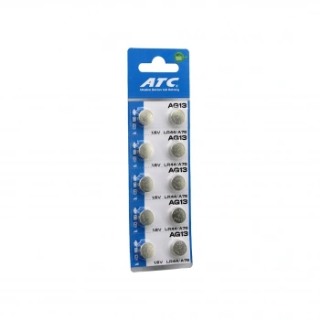 ATC ALKALİNE BUTTON BATTERY AG13 LR-44/A76 DÜĞME PİL ALKALİN 1.5V 10LU KART (5263)