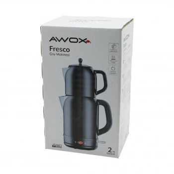 AWOX FRESCO SİYAH ELEKTRİKLİ ÇAY MAKİNESİ ÇAYCI SET 1.7LT SU ISITICI + 1.2LT DEMLİK PASLANMAZ ÇELİK GÖVDE 2200W (5263)