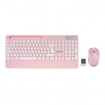 BEYAZ - PEMBE KABLOSUZ KLAVYE - MOUSE SETİ TABLET - TELEFON STANDLI Q KALVYE (5263)