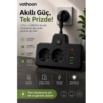 Bkl-502 Akım Korumalı 2li Priz 2 Usb Ve 2 Type-c Çıkış 4000w Hızlı Şarj Duvar Tipi Dokunmatik Led Aydınlatmalı