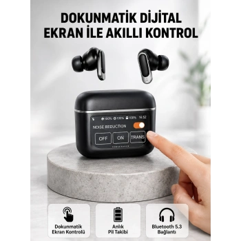 Bluetooth 5.3 Anc Kablosuz Kulaklık – Dokunmatik Kontrol, Dijital Ekran Ve Uzun Pil Ömrü