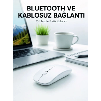 Bluetooth Kablosuz Wireless Mouse Şarjlı Sessiz Ergonomik 5000 Dpı Fare
