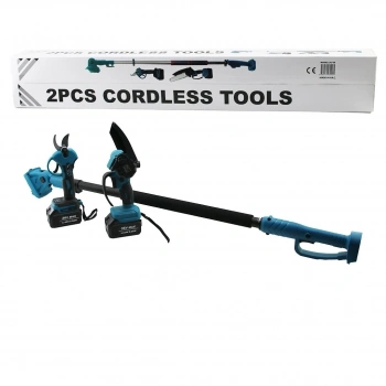 Bn-5 Cordless Tools Ltj-6a Zz-01 2 Parça Set (6) Budama Dal Kesme Testere Ve Şarjlı Bağ Makası, Teleskopik Uzayan Metal Sap 120-195cm