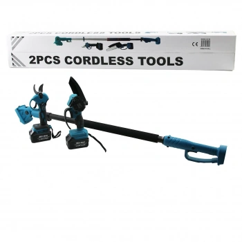 BN-5 CORDLESS TOOLS LTJ-6A ZZ-01 2 PCS SET 6" BUDAMA DAL KESME TESTERE=ŞARJLI--YAĞSIZ - ZİNCİRLİ + ŞARJLI BAĞ MAKASI TELESKOPİK UZAYAN METAL SAP=120--195CM (5263)