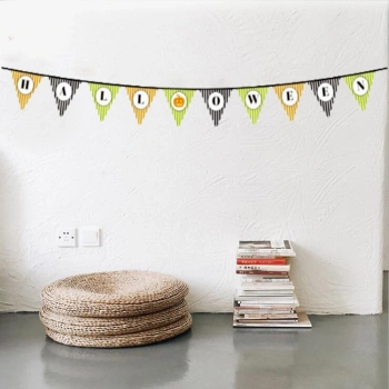 Cadılar Bayramı Kabak Temalı Halloween Yazılı Banner Süs Flama 3 Metre (5263)