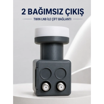 Çift Çıkışlı Twin Lnb 4k Ultra Hd Uyumlu Ku Band Uydu Anten Başlığı 0.1 Db