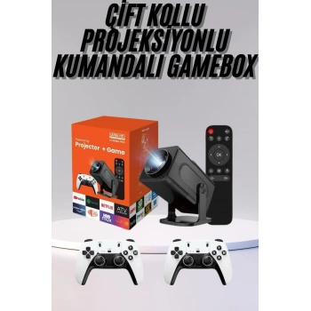 Çift Kollu Game Box Projeksiyon Cihazı Kumandalı Android Tv Dahili Hoparlör