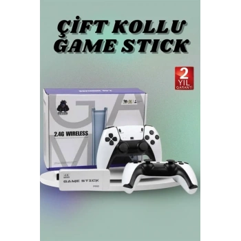 Çift Oyun Kollu 4k Hd Ekran Nostaljik 20.000 Oyunlu Beyaz Game Stick