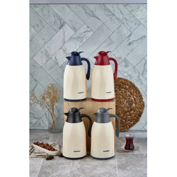 CKR-2075 1.3LT RENKLİ CAM HAZNELİ RETRO PLASTİK TERMOS (5263)