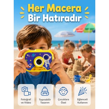 Çocuk Fotoğraf Makinesi Hd Video Kayıt Özellikli 2.0 İnç Ekranlı Type-c Şarjlı Dijital Kamera