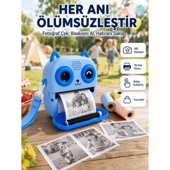 Çocuklar İçin Termal Baskılı Dijital Fotoğraf Makinesi Ön Ve Arka Kameralı