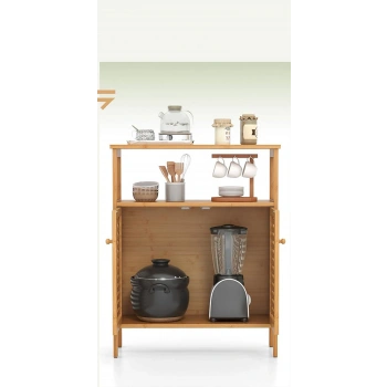 ÇOK AMAÇLI DOLAP AHŞAP BAMBU ORGANİZER RAFLI 66X33X85CM (5263)