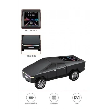 D68 Cyber Model Araba Tasarımlı Bluetooth Hoparlör 15w Güçlü Ses Rgb Led /tws/usb Siyah