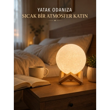 Dekoratif 3d Ay Işığı Masa Lambası Hediyelik Atmosfer Aydınlatması