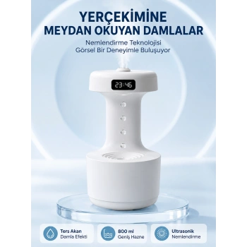 Dekoratif Hava Nemlendirici 800 Ml Sessiz Aroma Difüzör Anti Yerçekimi Su Efektli