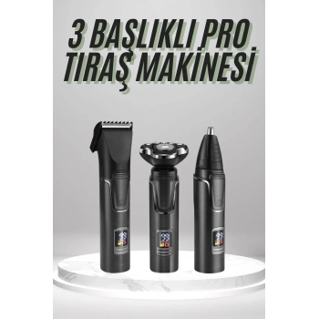 Dijital Göstergeli 3 Başlıklı Tıraş Makinesi Islak Kuru Lazer Öncesi Günlük