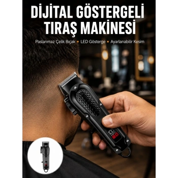 Dijital Profesyonel Kablosuz Saç Sakal Tıraş Makinası Sessiz Paslanmaz Çelik Yeni Nesil