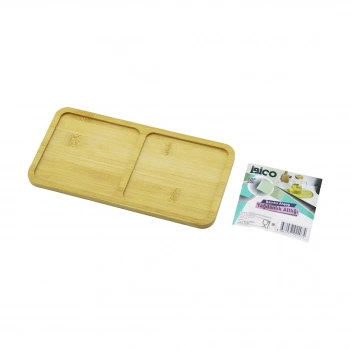 DİKDÖRTGEN 2 BÖLMELİ AHŞAP BAMBU YAĞDANLIK ALTLIK MİNİ TEPSİ 12 X 23.4 X 0.8CM (5263)