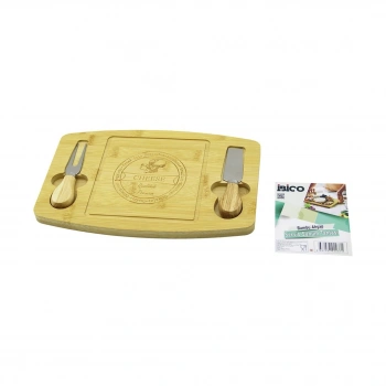 DİKDÖRTGEN - BOMBELİ KENAR2-BIÇAK=SAĞ-SOL AHŞAP BAMBUKAHVALTI PEYNİR SUNUM PANO BIÇAK=AHŞAP SAPLI19X28.7X1.4CM (5263)