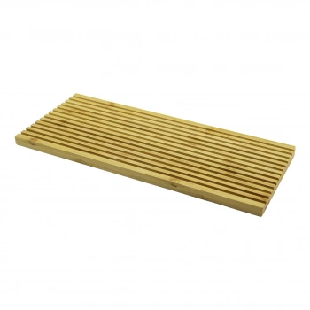DİKDÖRTGEN ÇİFT TARAFLI=DÜZ - DALGALI OYUK KANALLI AHŞAP BAMBU SUNUM TEPSİ 17X39X1.5CM (5263)