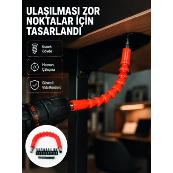 Dmax Esnek Şaftlı Matkap Bits Uç Seti 12 Parça Vida Montaj Ve Tamir Seti