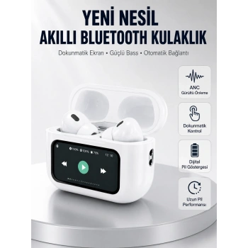 Dokunmatik Ekranlı Bluetooth Kulaklık Anc Gürültü Önleme Suya Dayanıklı Yeni Nesil
