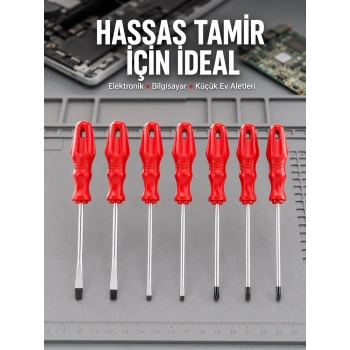 Düz Ve Yıldız Başlıklı 7li Tornavida Seti Ergonomik Tutma