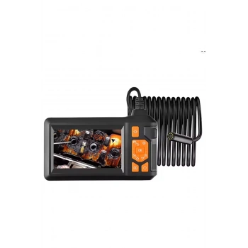 Ekranlı Üç Kameralı Çantalı 10 Metre Sert Kablo Yılan Endoskop Kamera  Sd Kart Girişli 8 Mm 4.3 Inc