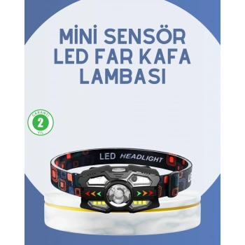 El Sensörlü Led Far Suya Dayanıklı Şarjlı Kafa Lambası