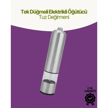 Elektrikli Baharat Öğütücü Pilli Paslanmaz Çelik Otomatik Tuz Karabiber Değirmeni
