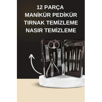 Elektrikli Manikür Pedikür Seti İkili Set 12 Parça Tırnak Bakımı Törpü Protez Çıkarma