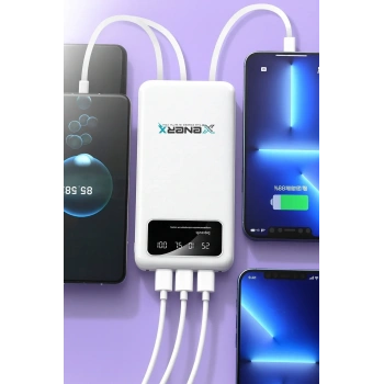Enerx ENR-P20DC 20000 mAh 2.1 Amper Dahili Kablolu Powerbank Siyah (5263)