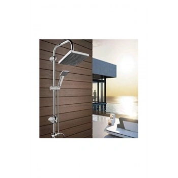 Epilons Robot Tepe Duş Sistemi Yağmurlama Duş Seti Krom Siyah Kare