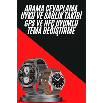 Erkeklere Özel Akıllı Saat Çelik Kordon Bluetooth Bağlantılı İos Ve Android Uyumlu