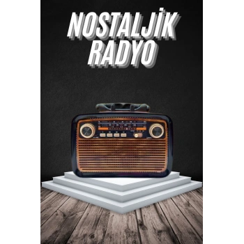 Eskitme Nostalji Tasarımlı Bluetoothlu Nostalji Radyo Ahşap Nostaljik Görünümlü