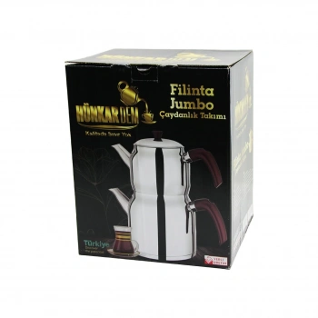 FİLİNTA JUMBO BOY ÇELİK ÇAYDANLIK SETİ ÇİFT KAPAKLI RENKLİ BAKALİT KULP ÜST DEMLİK: 2LT - ALT SULUK: 4LT KENDİNDEN SÜZGEÇLİ (5263)