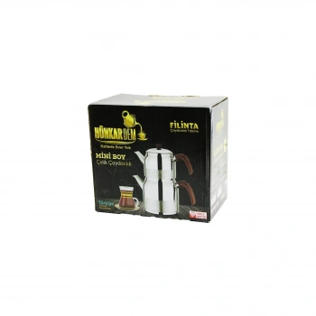 FİLİNTA MİNİ BOY ÇELİK ÇAYDANLIK SETİ ÇİFT KAPAKLI RENKLİ BAKALİT KULP ÜST DEMLİK: 1LT - ALT SULUK: 1.5LT KENDİNDEN SÜZGEÇLİ (5263)