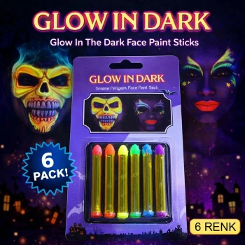 Fosforlu Glow Parti Boyası 6’lı – Karanlıkta Parlayan Yüz Boyası (5263)